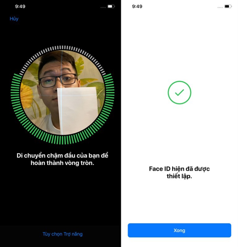 Lần quét thứ hai để hoàn tất quá trình tạo Face ID