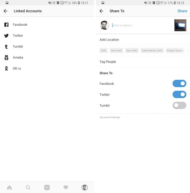 liên kết instagram với các mạng xã hội khác