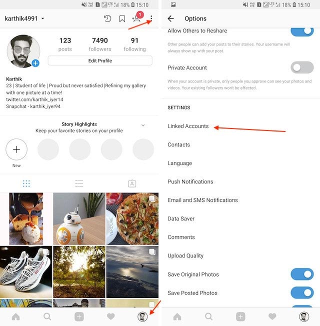 đăng ảnh instagram lên các mạng xã hội khác