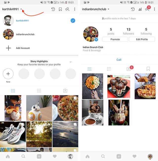 sử dụng nhiều tài khoản instagram