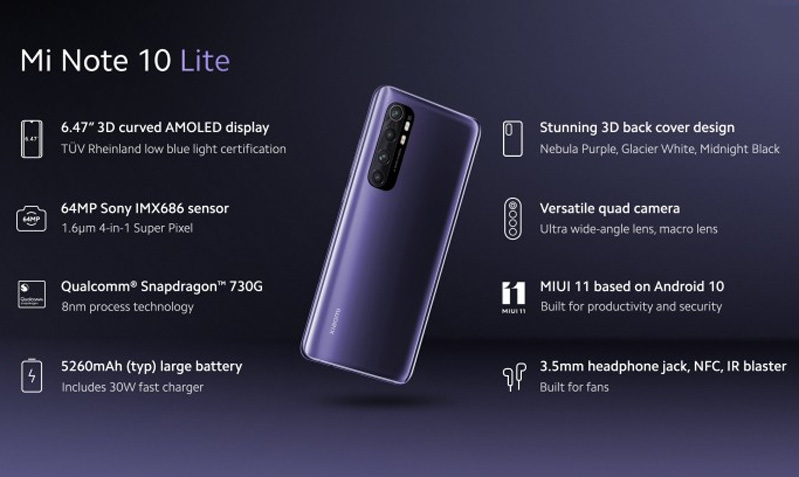 Thông số kỹ thuật của Xiaomi Mi Note 10 Lite