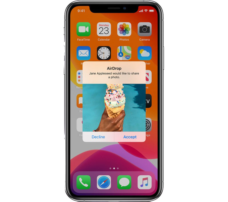 chấp nhận hoặc từ chối airdrop