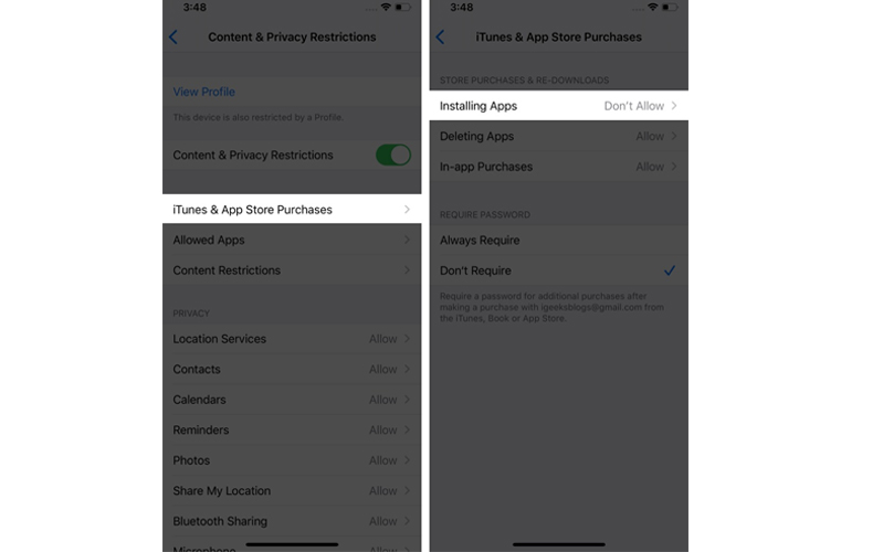 App Store 4 appstore bị cài đặt hạn chế