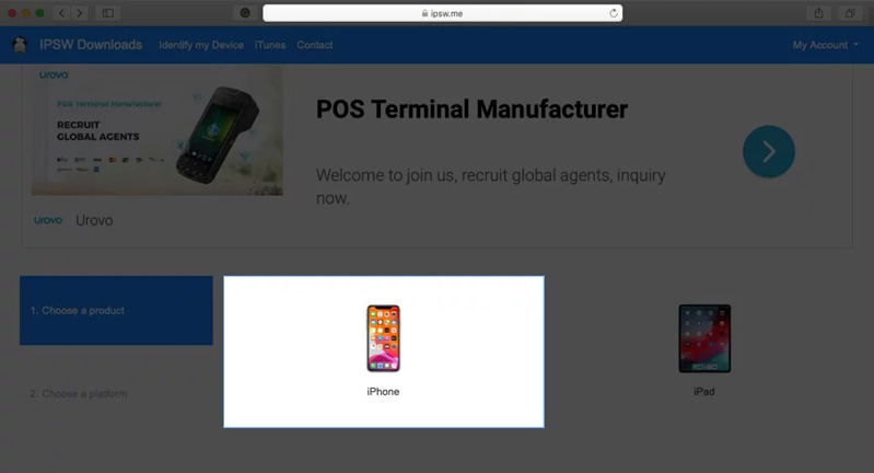 Để tải files IPSW