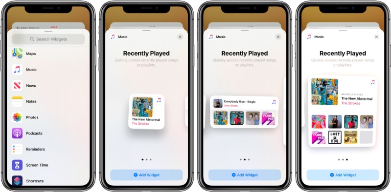 Recent apps widgets