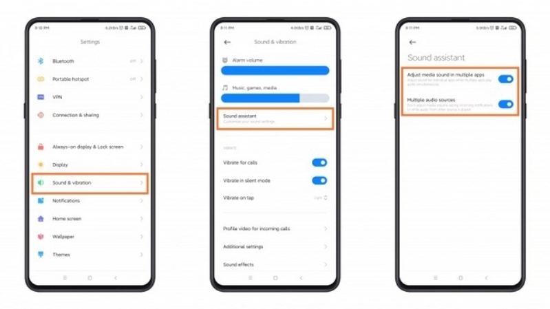 Các bước để bật Sound Assistant trên MIUI 12