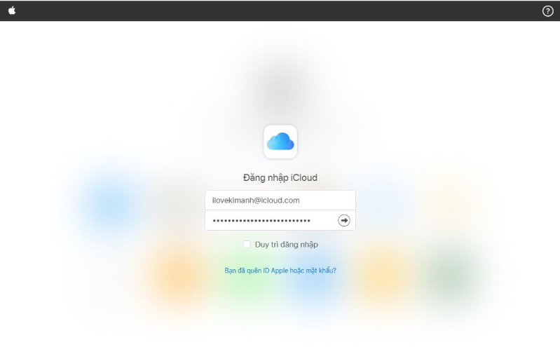 Đăng nhập tài khoản iCloud