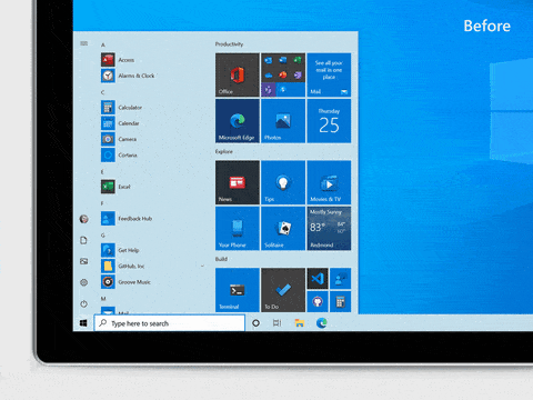 Thanh Menu ở Windows 10 Insider Preview Build 20161 được thay đổi giao diện