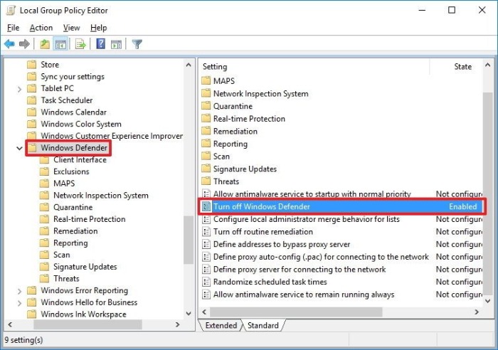 Tắt Windows Defender trên Win 10