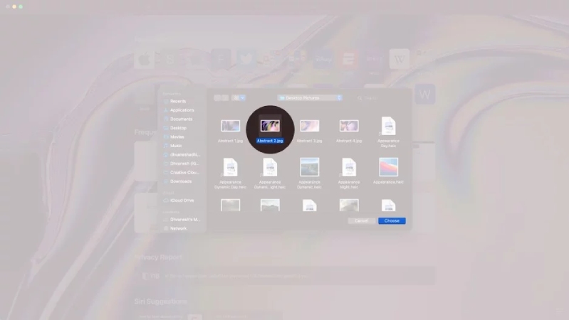hình nền Safari trong macos big Sur chọn hình nền bạn mong muốn