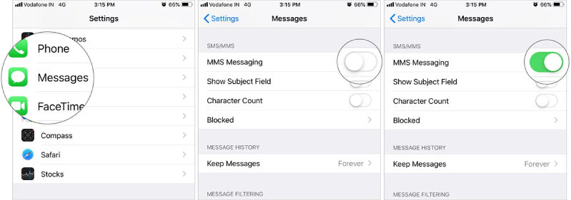 tin nhắn hình ảnh Bật MMS lên