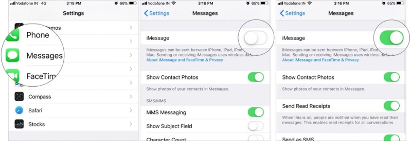 tin nhắn hình ảnh Tắt/Bật lại iMessage của bạn