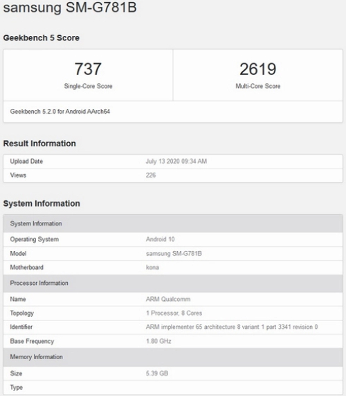 Thông số của Galaxy S20 Lite