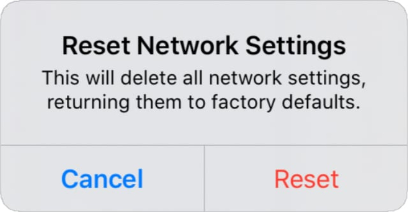 Đặt lại tất cả kết nối khi iPhone quên mật khẩu wifi