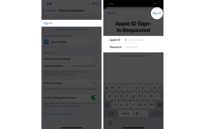 không thể kết nối với app store ios 14