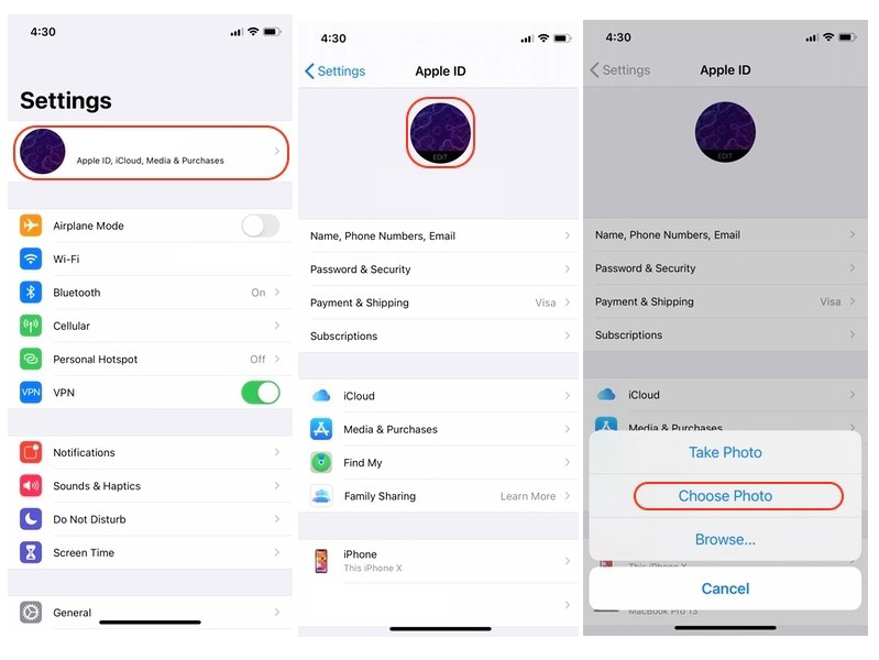 Các bước thực hiện để thay đổi Apple ID Proflie