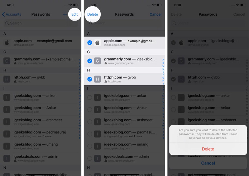Cách xóa nhiều mật khẩu đã lưu khỏi iCloud Keychain