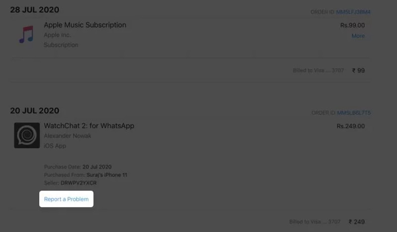 báo cáo sự cố app store