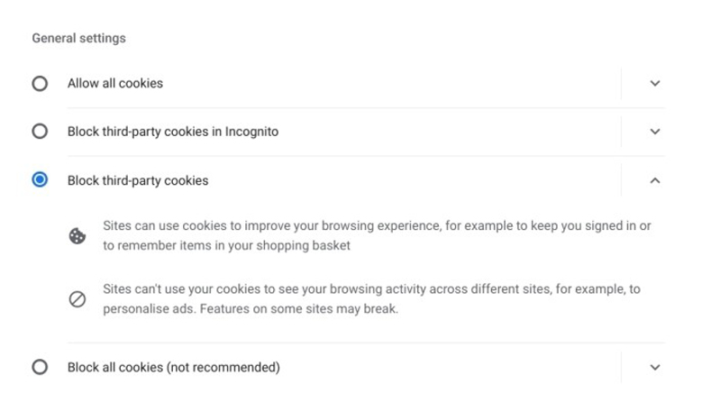 Chặn Cookies của bên thứ ba