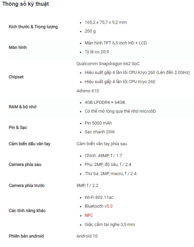 moto g9 Thông số kỹ thuật của moto g9