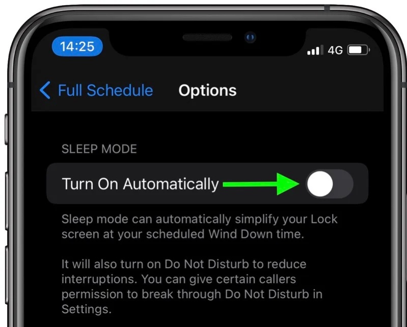 bật chế độ ngủ trên ios 14