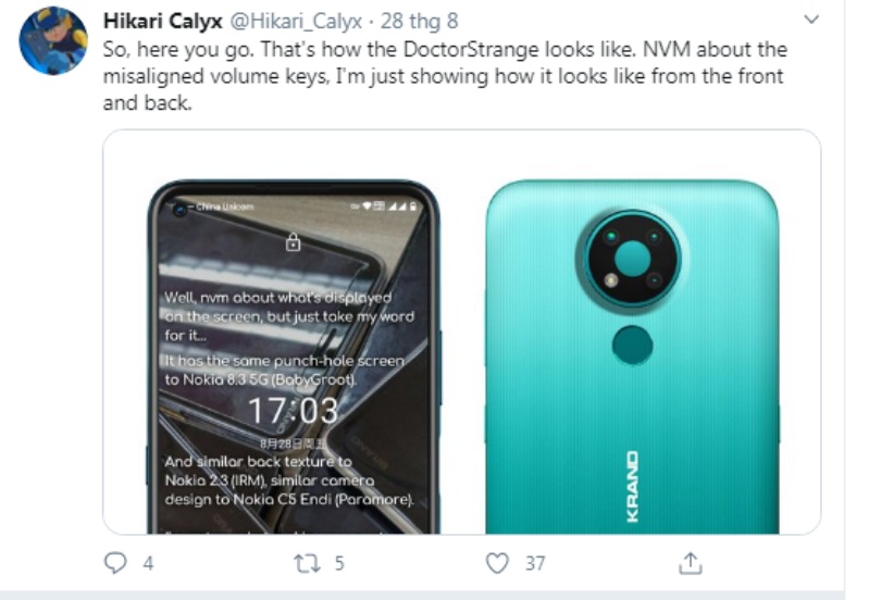 hé lộ nokia 3.4 trên twitter