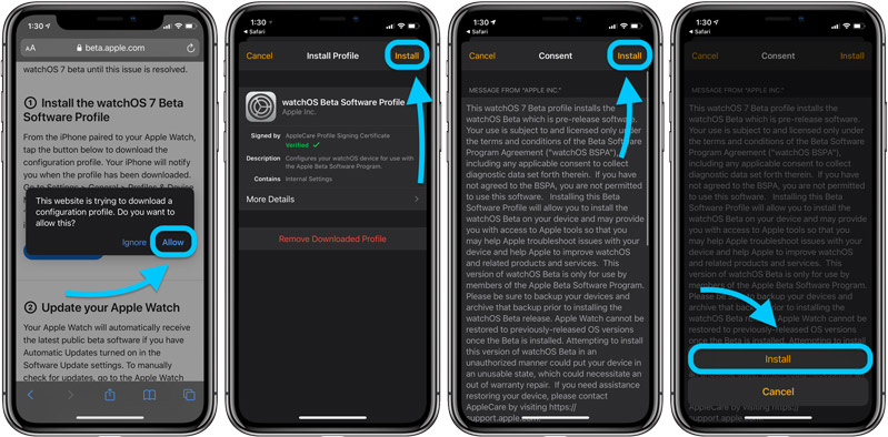 cài đặt cấu hình watchOS 7 beta