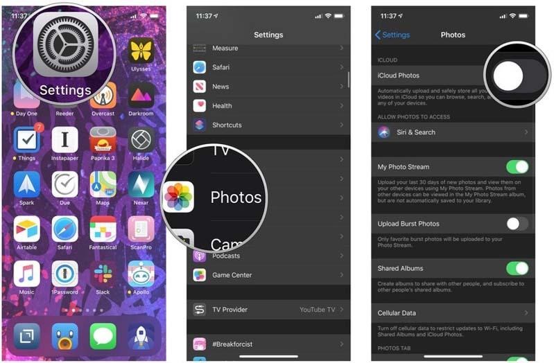 bật ảnh iCloud trên iPhone hoặc iPad