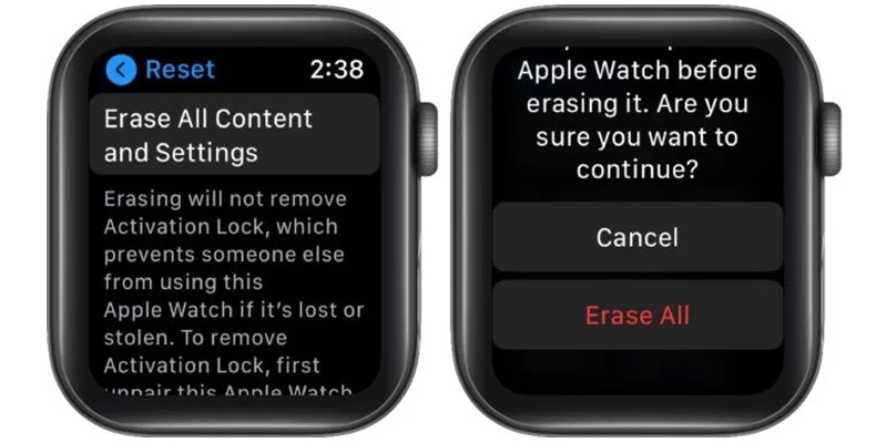 thiết lập lại hoàn toàn apple watch