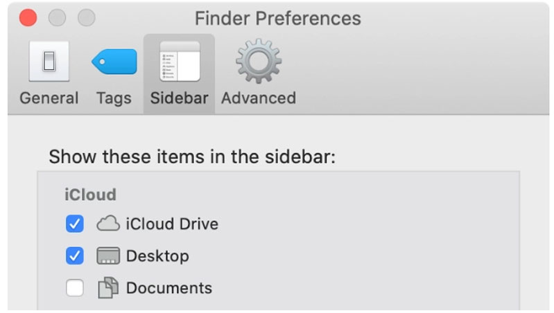 Bật tùy chọn iCloud Drive trong thanh bên Finder