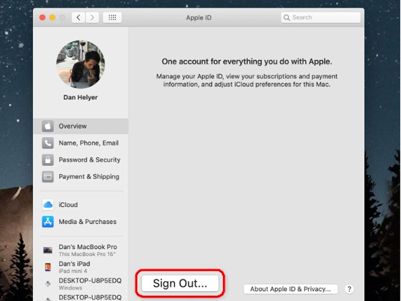 Đăng xuất Apple ID từ Tùy chọn hệ thống