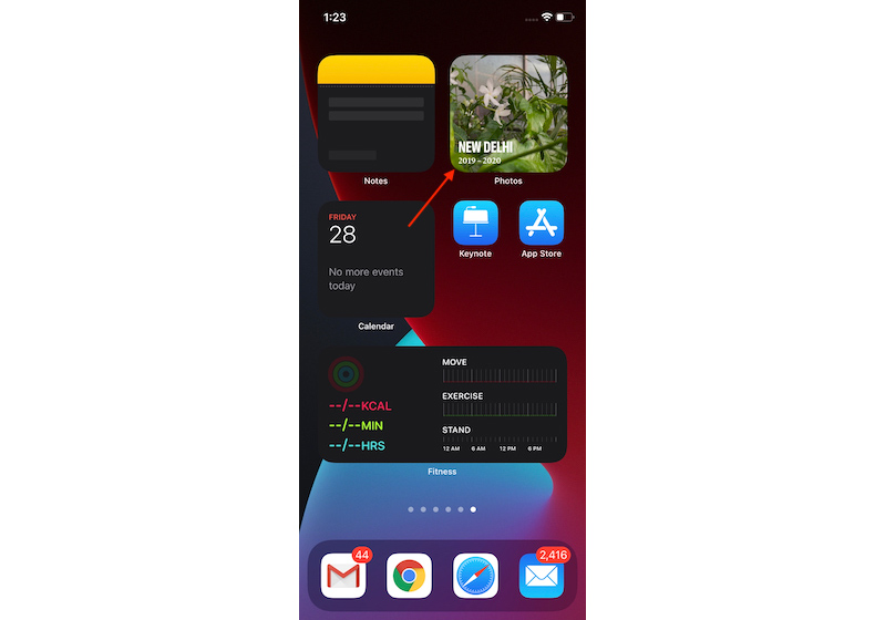 Vào màn hình chính của iOS 14