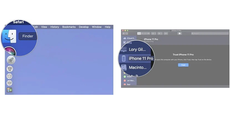 Tìm kiếm thiết bị của bạn trong Finder