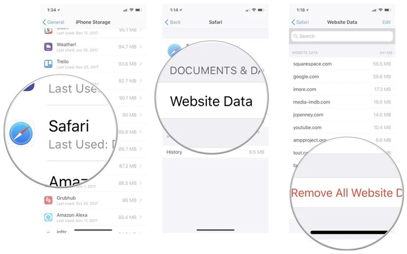 Xóa dữ liệu trang web