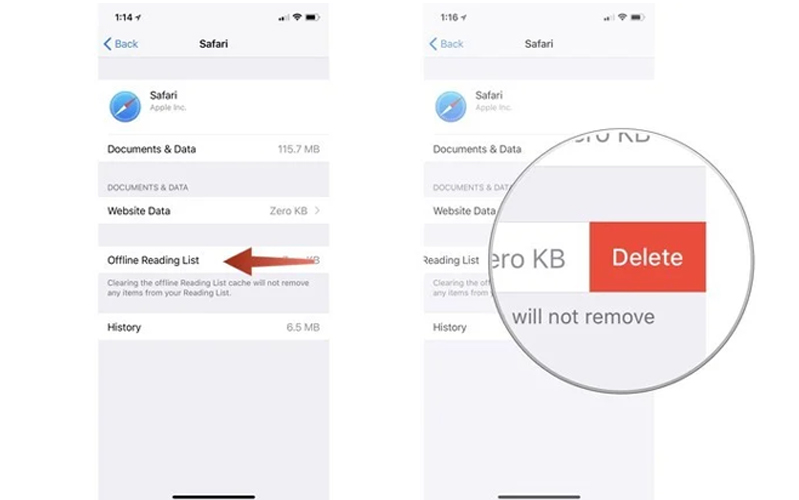 Xóa danh sách đọc ngoại tuyến