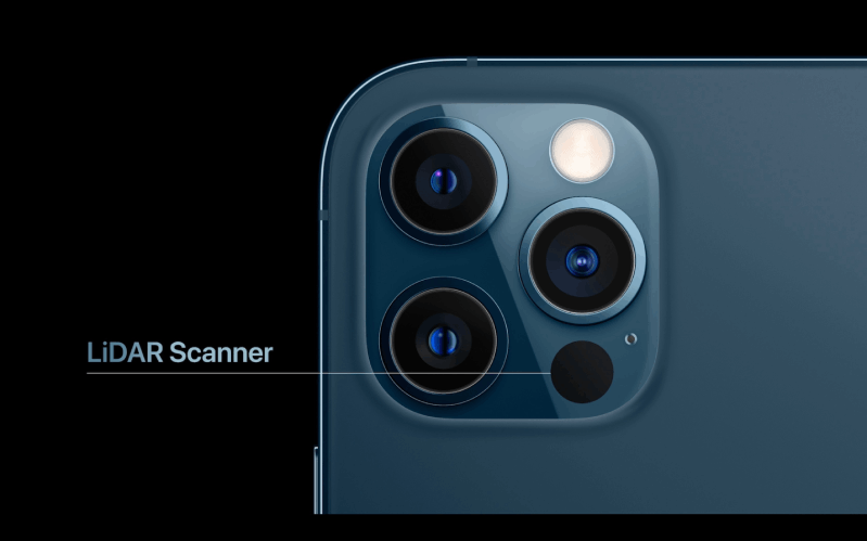 iPhone 12 Pro và iPhone 12 Pro Max đều có thiết lập cảm biến LiDAR