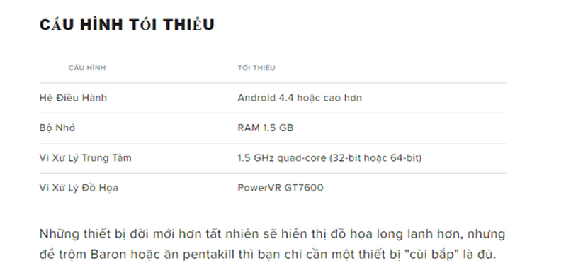 Thiết bị Android có thể chạy lmht Thiết bị Android có thể chạy lmht