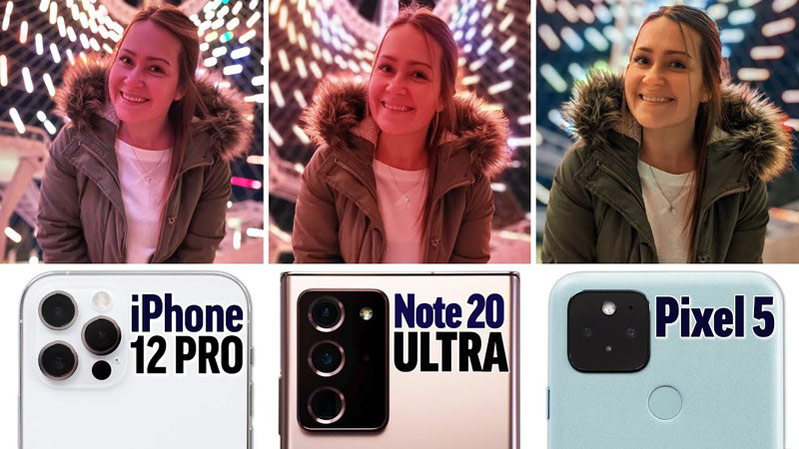 SO SÁNH camera iPhone 12 Pro, Galaxy Note 20 Ultra và Pixel 5