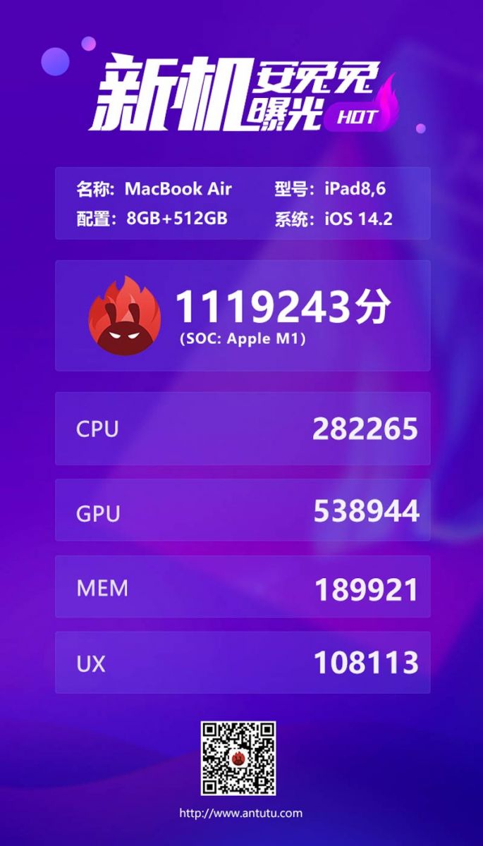 apple m1 lộ diện antutu 