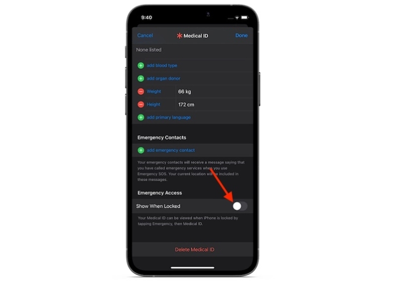 Bảo mật màn hình iPhone bằng việc ẩn ID y tế của bạn