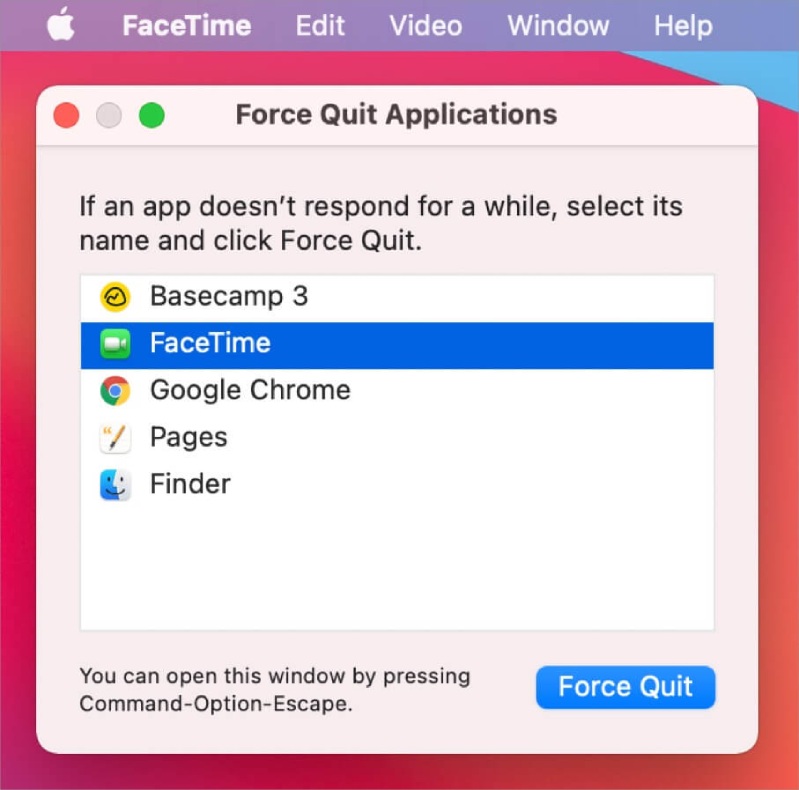 FaceTime hình 2 Khởi chạy lại FaceTime nếu như có vấn đề