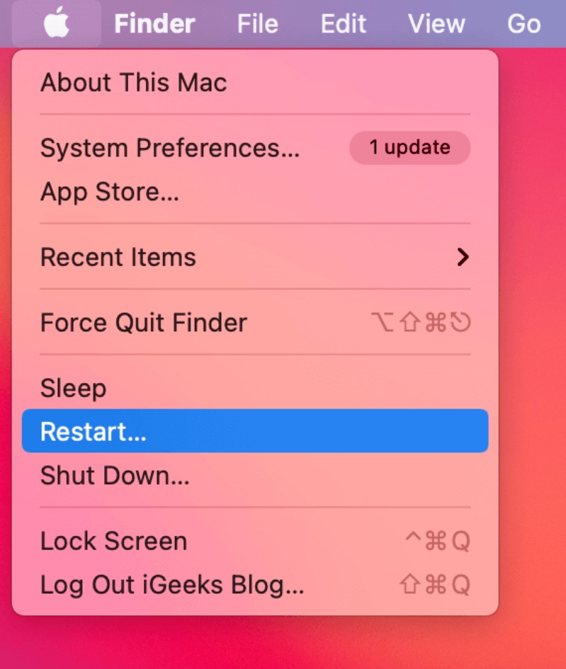 FaceTime hình 3 Khởi động lại MacBook của bạn