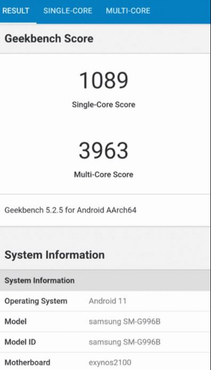 điểm số exynos 2100 