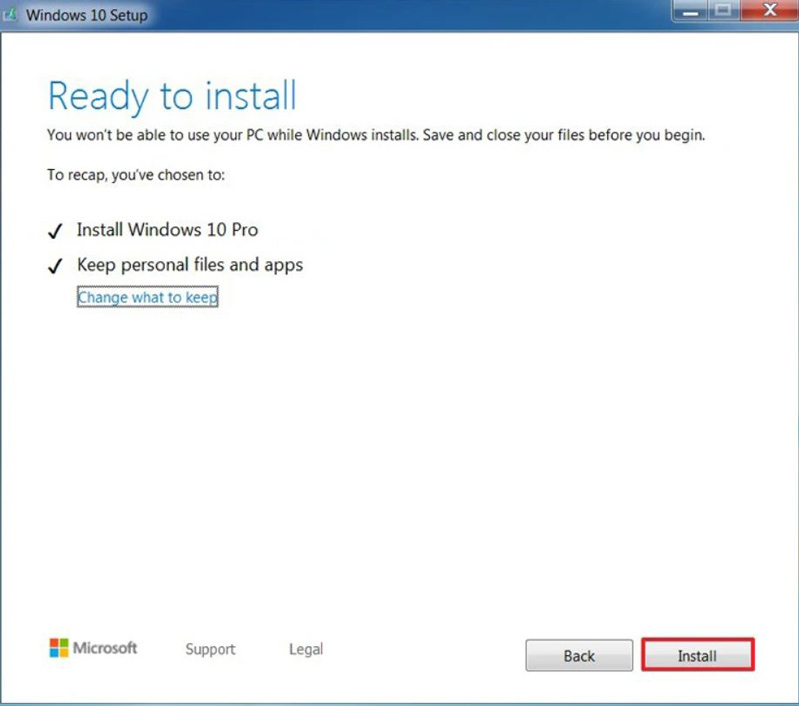 nâng cấp lên windows 10 hình 4 tiến hành cài đặt windows 10