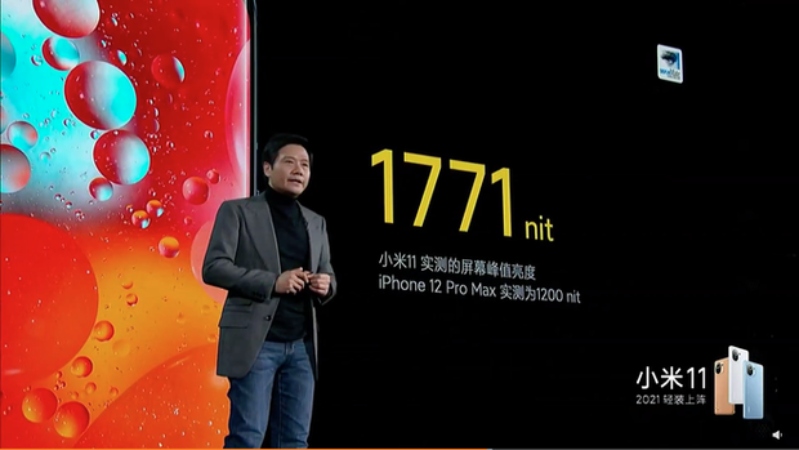 Độ sáng tối đa của màn hình là 1771 nits