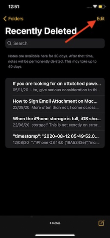 Khôi phục ghi chú bị xóa trên iPhone và iPad