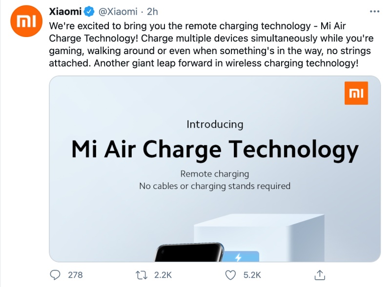 Công nghệ mới Xiaomi giới thiệu là Mi Air Charge