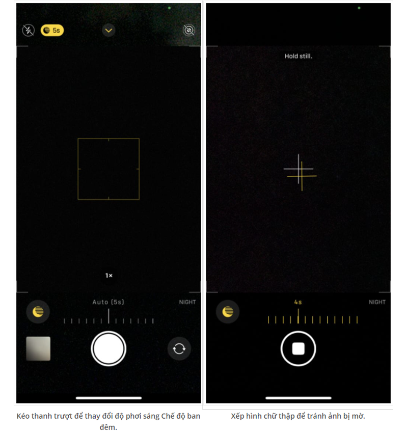 tính năng camera iPhone 2 chế độ ban đêm camera iphone
