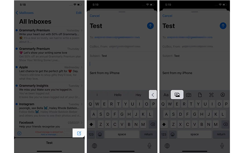gửi các tệp lớn qua email bằng mail drop trên ịphone ipad