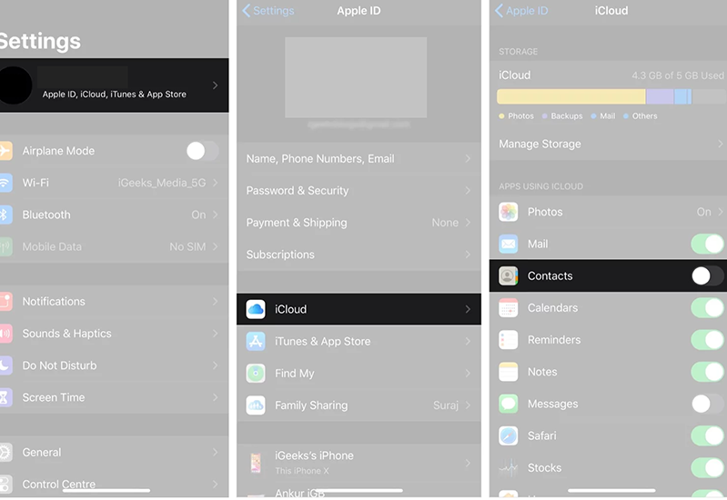 Vào iCloud và sau đó nhấp vào Liên hệ